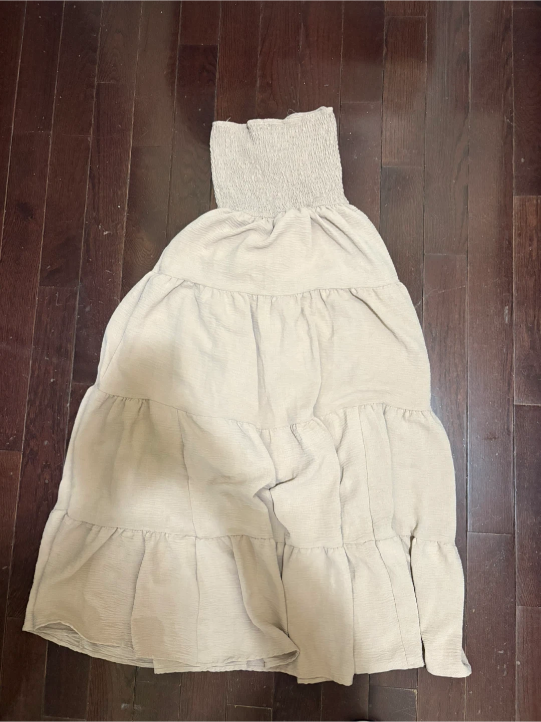 Women's Tiered Smocked Midi Dress - Beige - photo 2