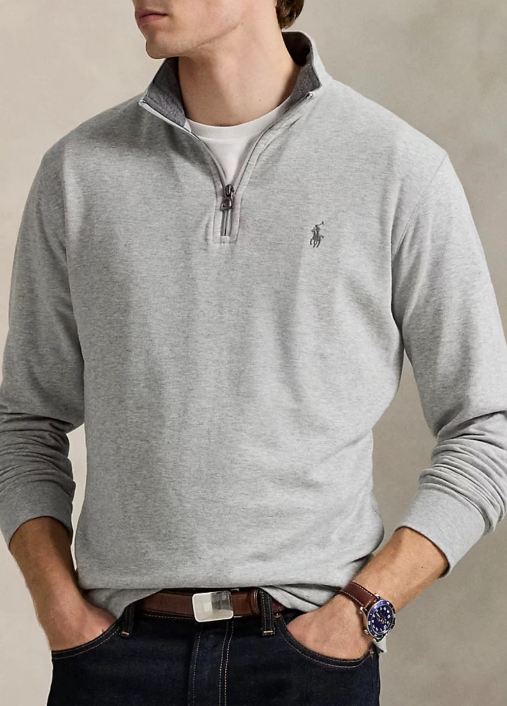 Polo Ralph Lauren Quarter Zip Sweatshirt - Grey - Size L