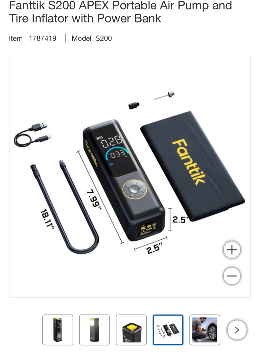 Fanntik S200 APEX Portable Tire Inflator with Power Bank - photo 3