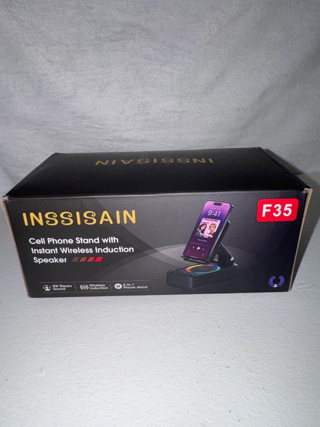INSSISAIN F35 Cell Phone Stand with Wireless Induction Speaker
