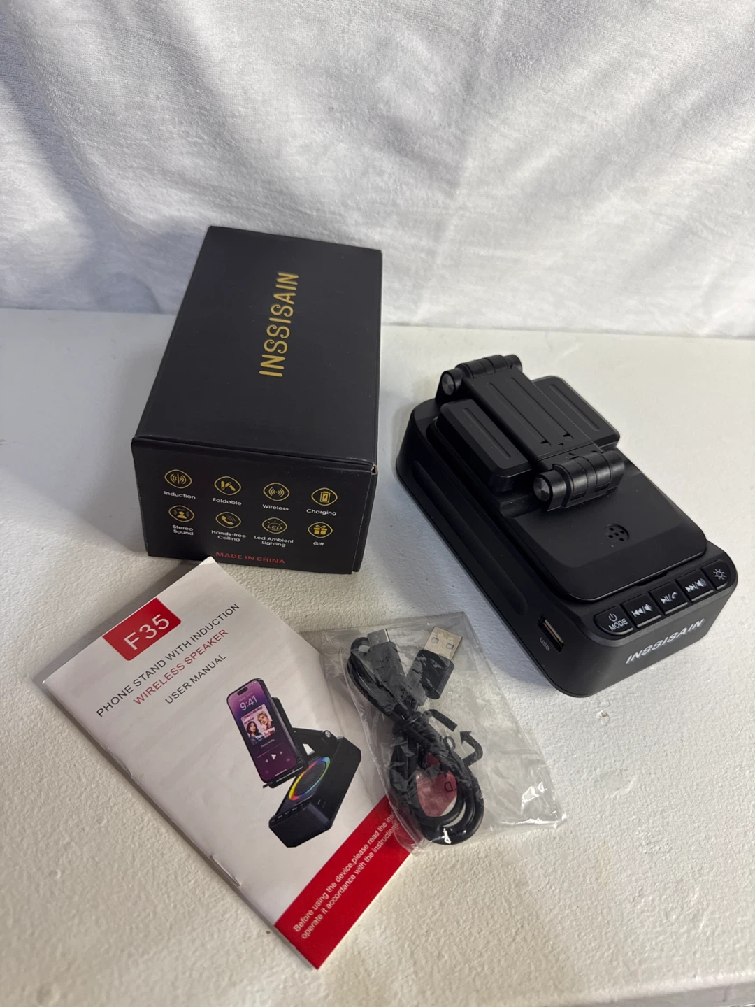 INSSISAIN F35 Cell Phone Stand with Wireless Induction Speaker - photo 2