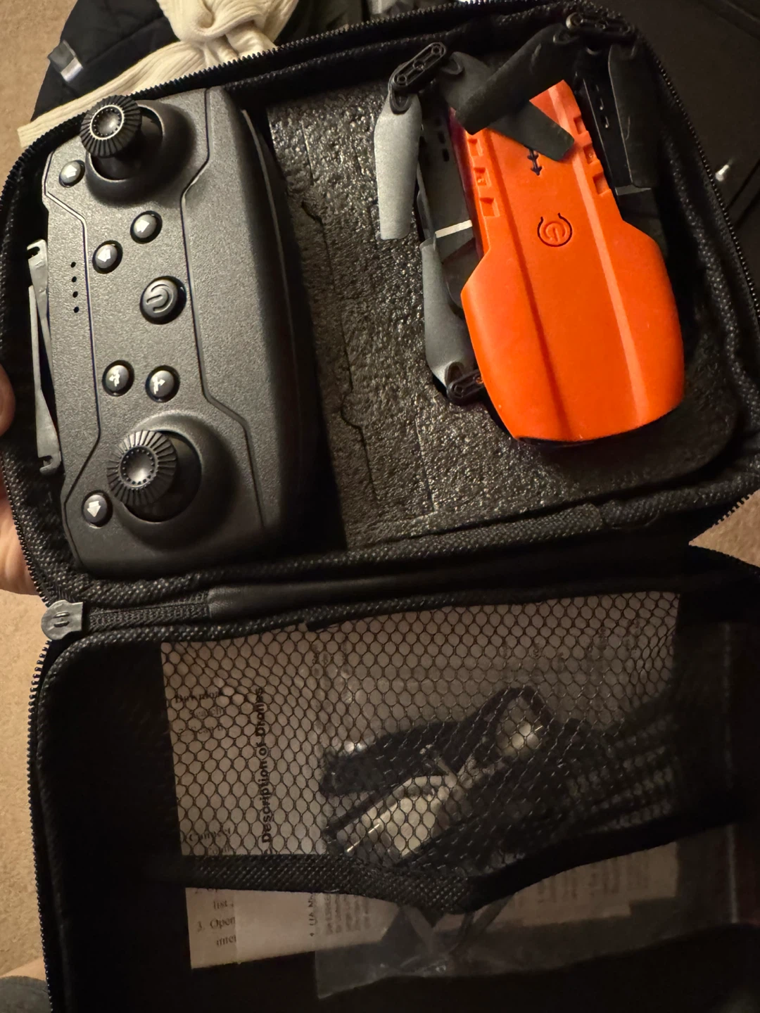 Drone with case and extra propellers