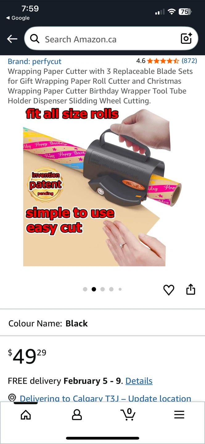 "🏆" Perfycutt Wrapping Paper Cutter - Black