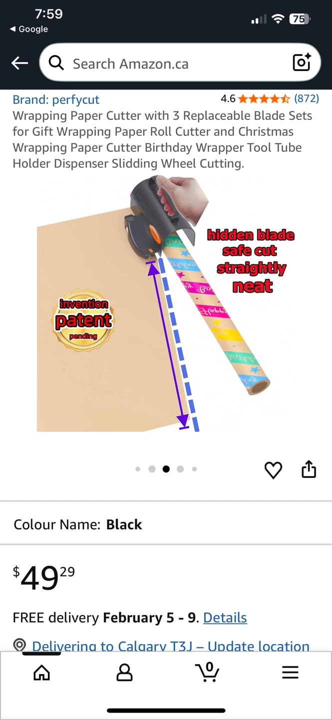 "🏆" Perfycutt Wrapping Paper Cutter - Black - photo 3