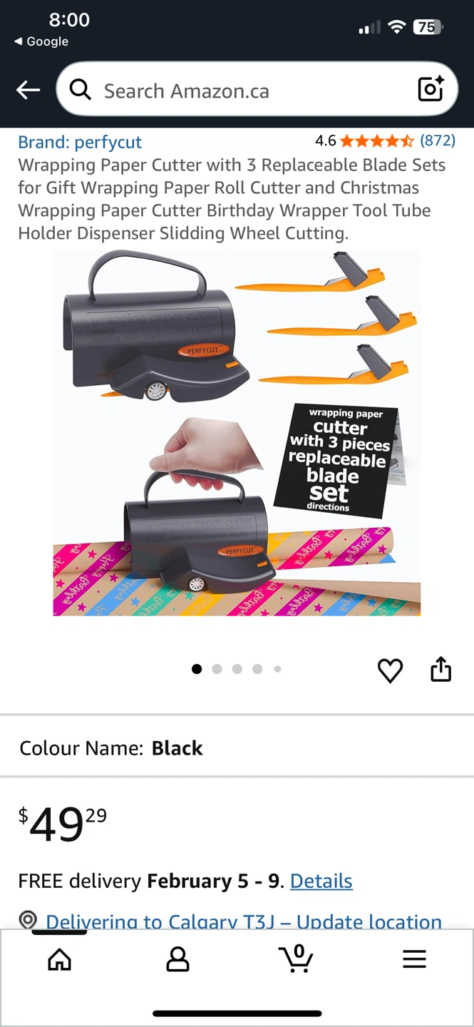 "🏆" Perfycutt Wrapping Paper Cutter - Black - photo 2