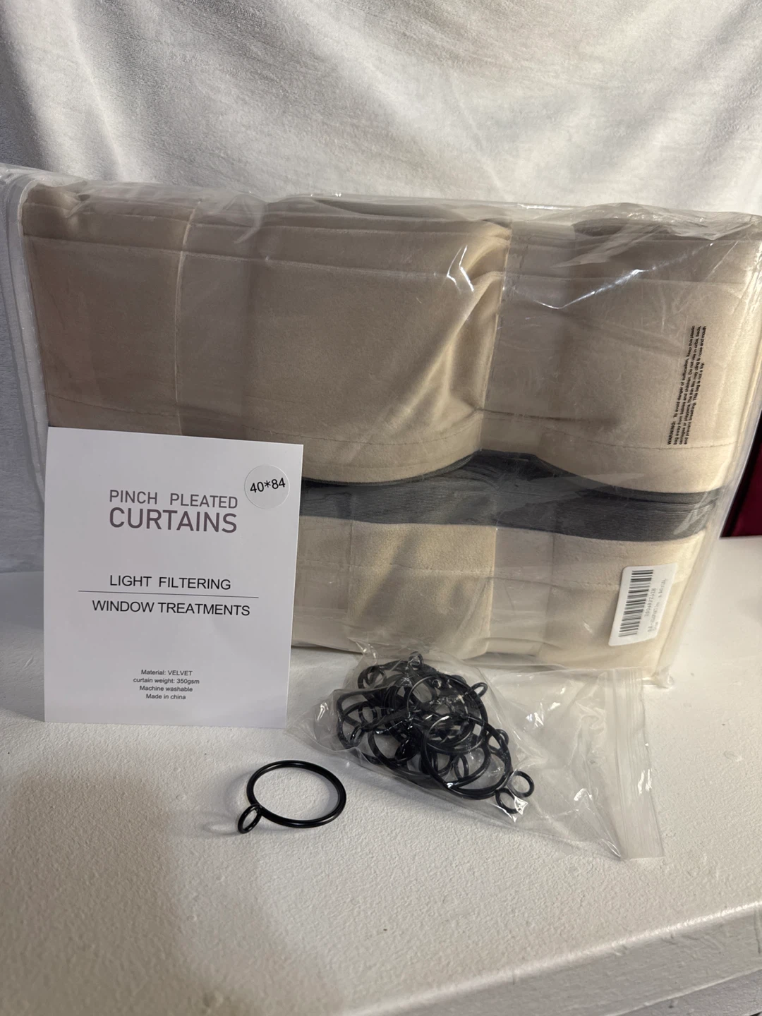 AUSSPVOCT Pinch Pleated Velvet Curtains - 40"x84" - Beige - photo 3