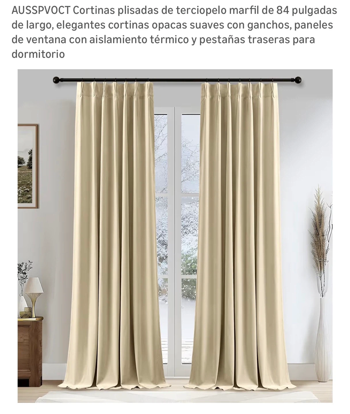 AUSSPVOCT Pinch Pleated Velvet Curtains - 40"x84" - Beige