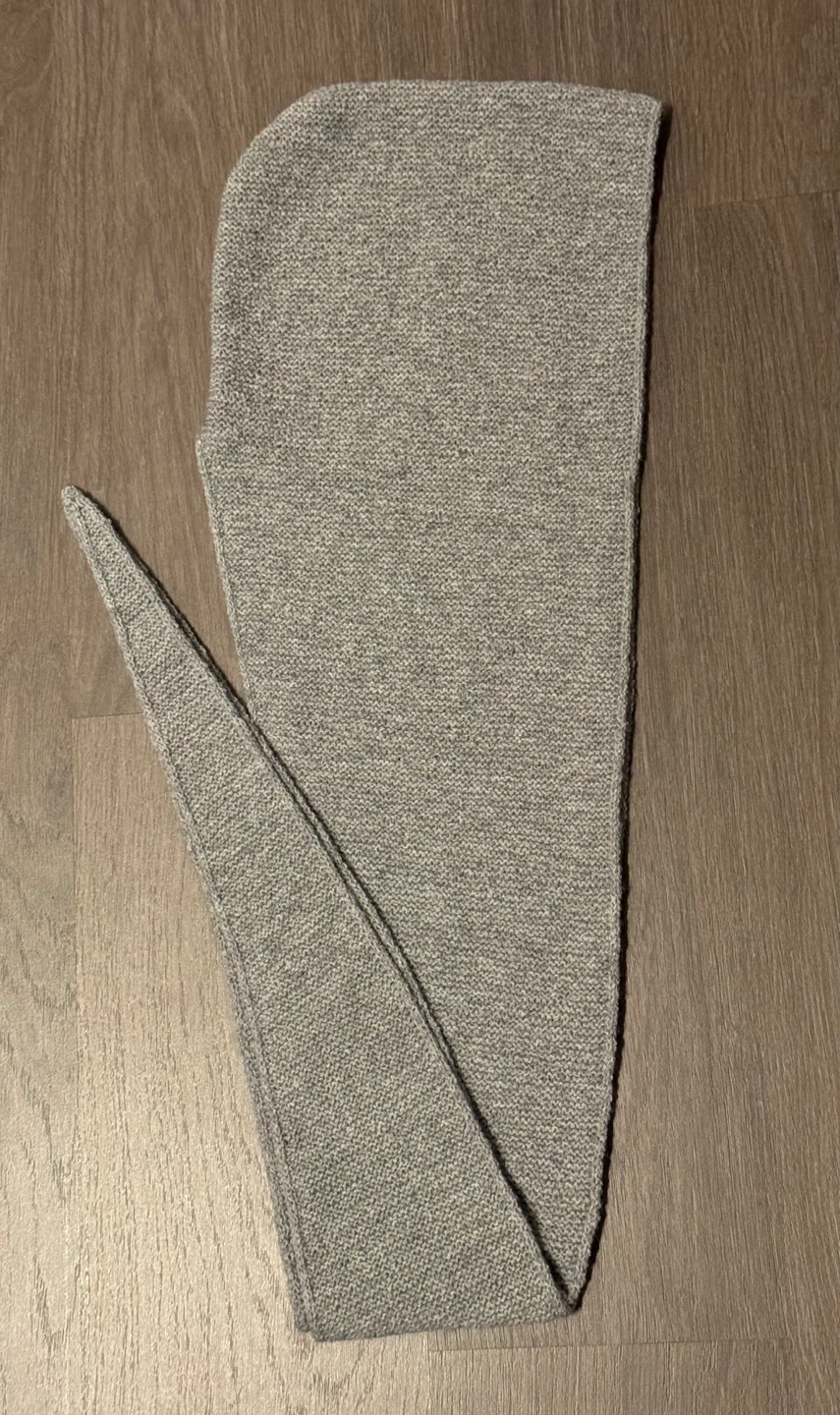 Handmade Knitted Hood/Scarf - grey color, lightweight fine yarn