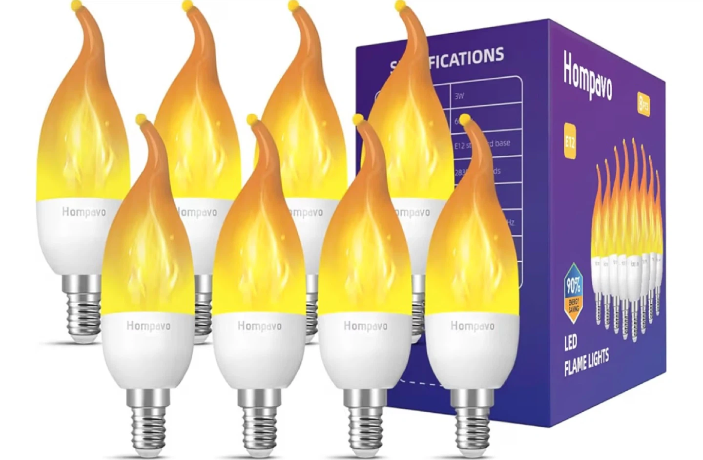 Hompavo LED Flame Light Bulbs - 8 Pack
