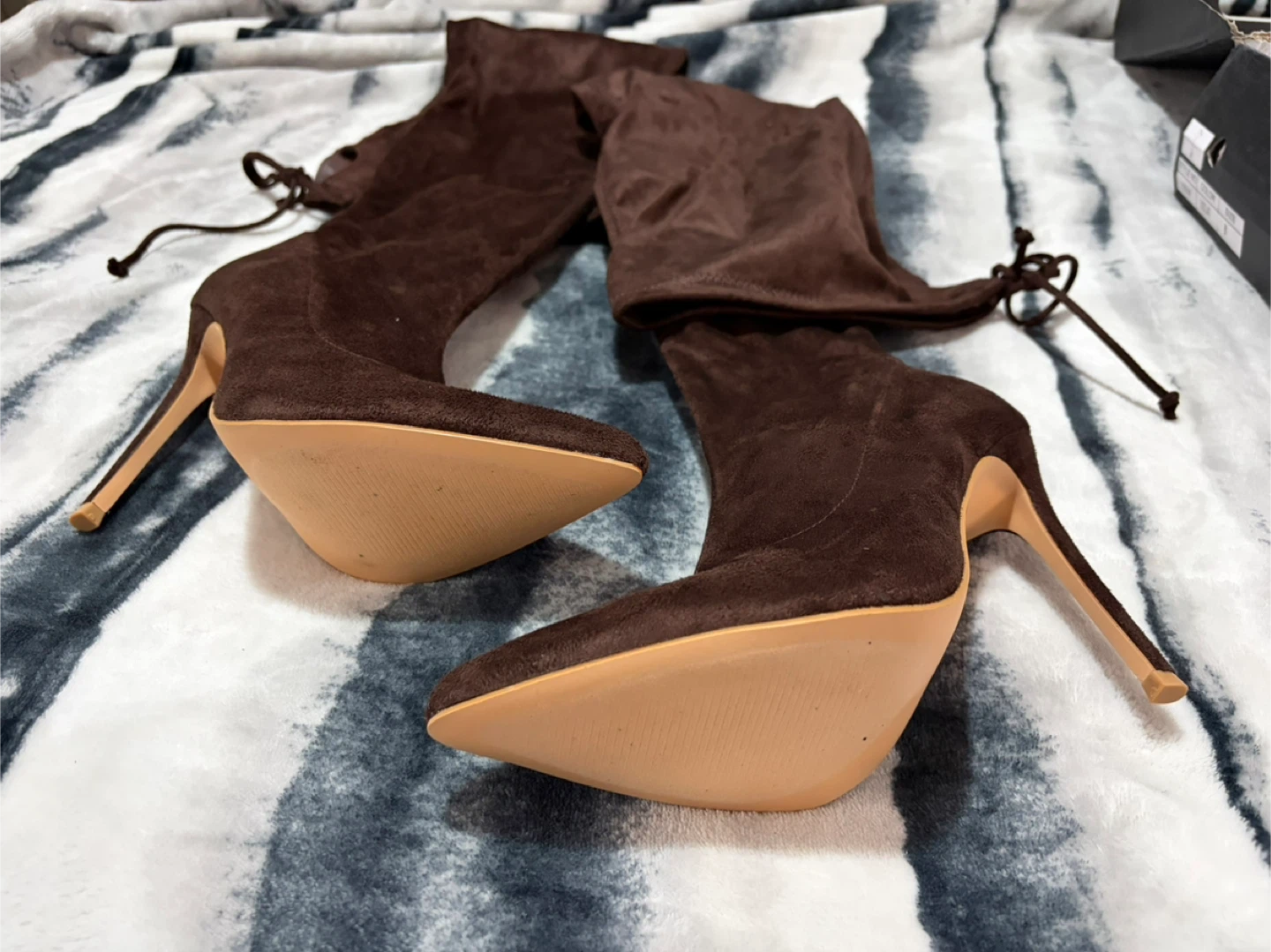 Brown Suede Over-the-Knee Stiletto Boots - photo 3