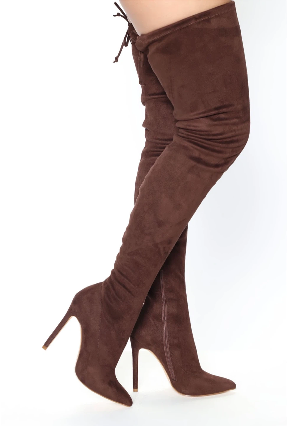 Brown Suede Over-the-Knee Stiletto Boots