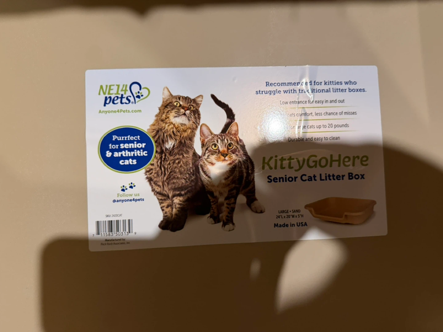 NE14PETS KittyGoHere Senior Cat Litter Box