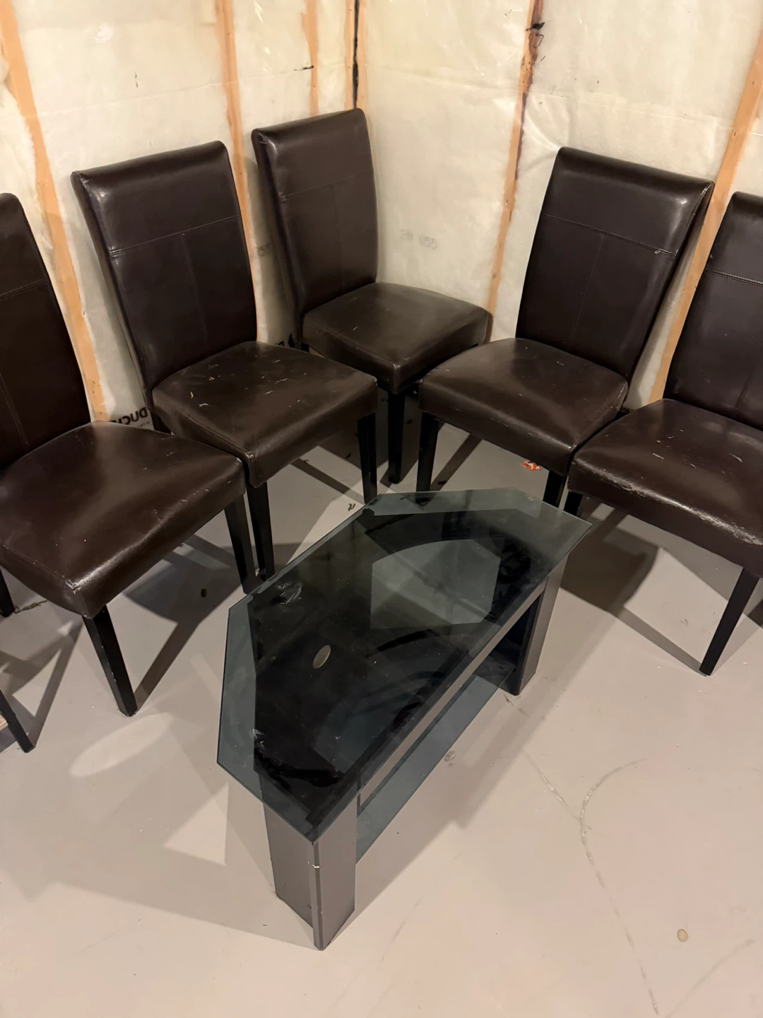 Set of 5 Dark Brown Faux Leather Dining Chairs