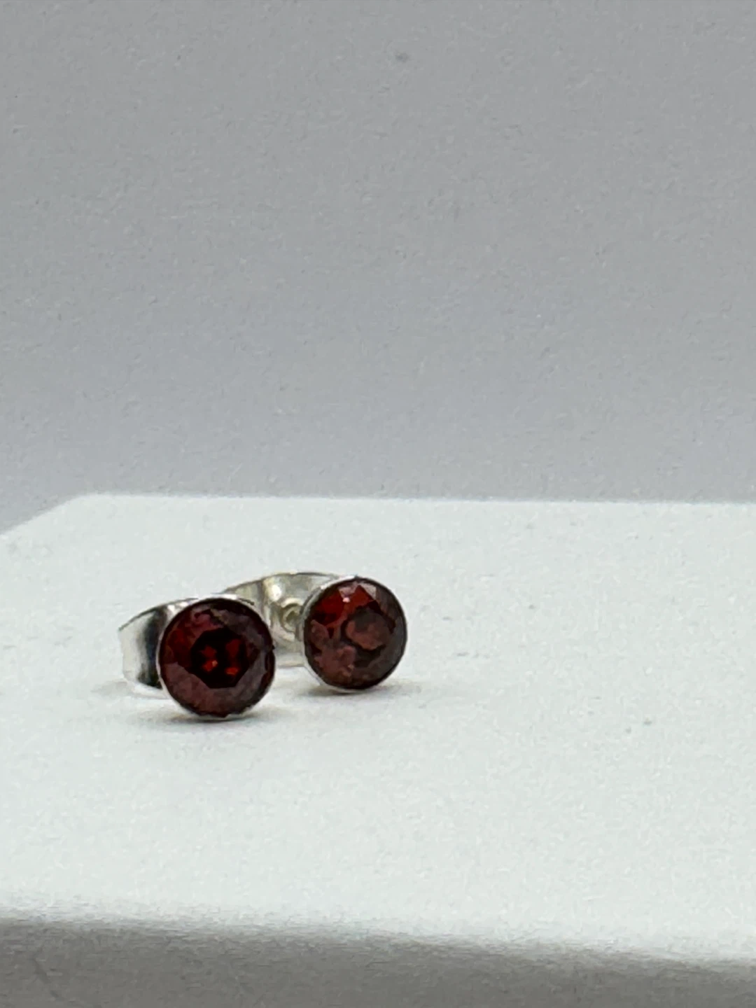 Sterling Silver Garnet Stud Earrings - photo 3