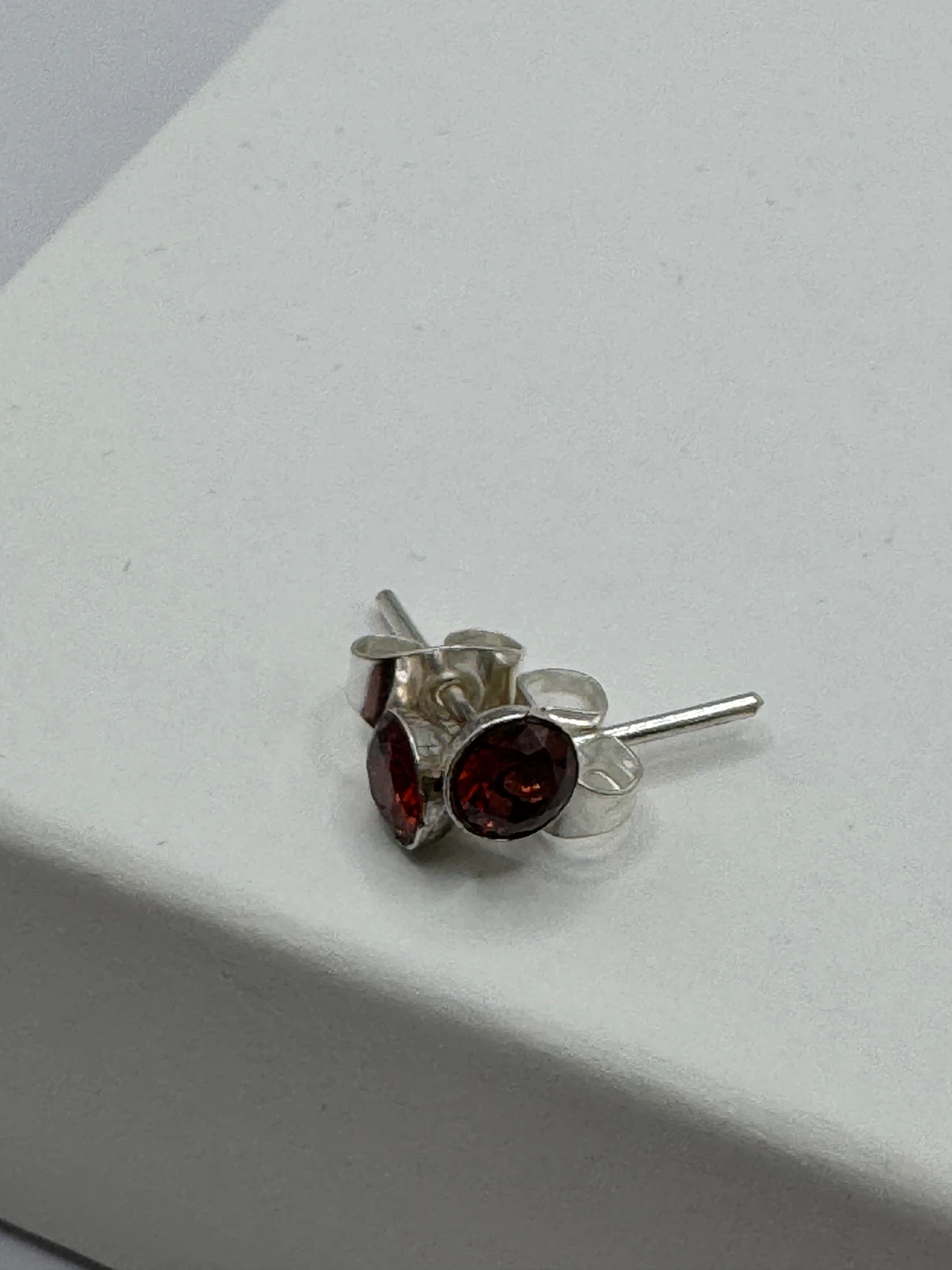 Sterling Silver Garnet Stud Earrings - photo 4
