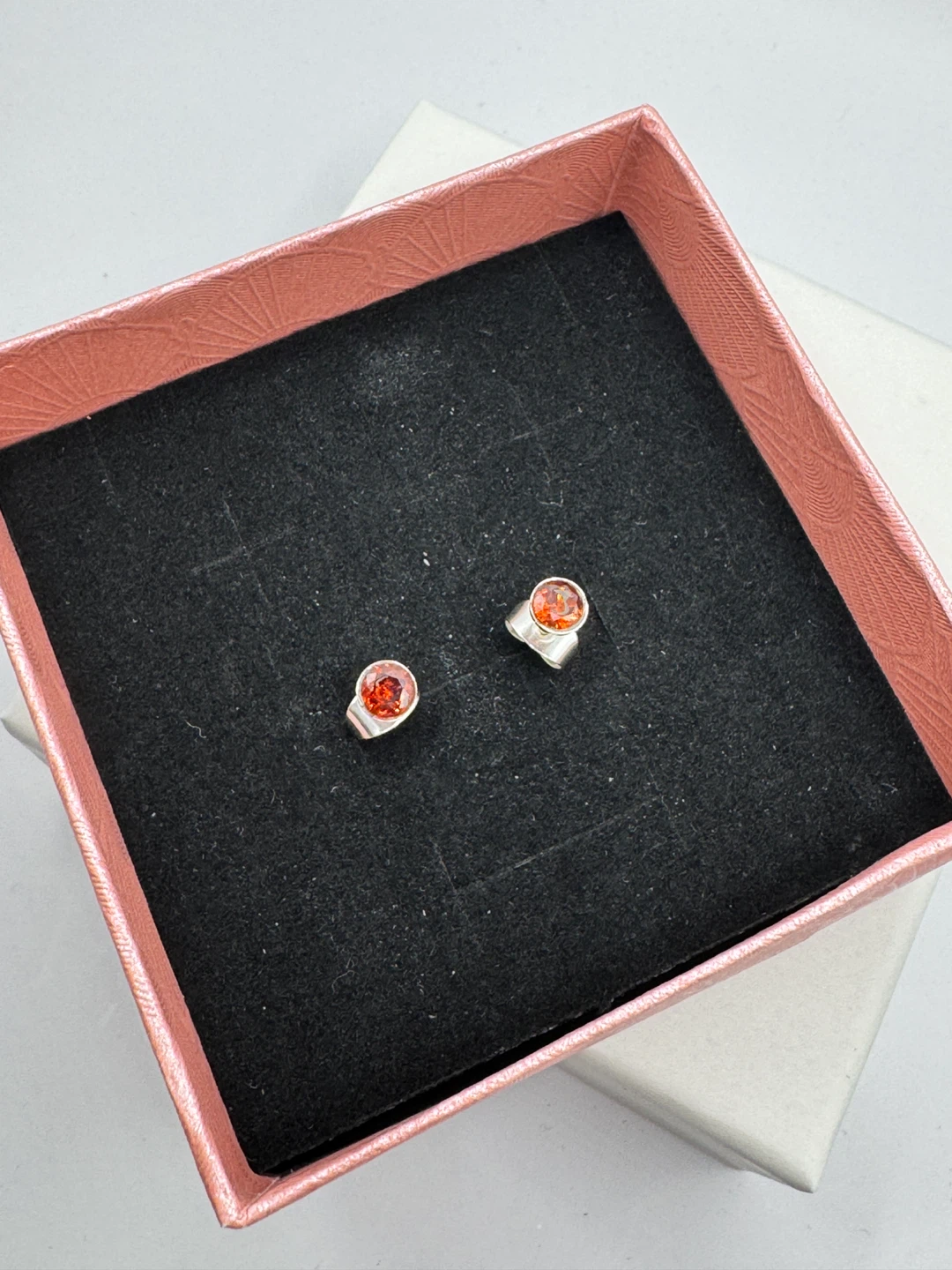 Sterling Silver Garnet Stud Earrings