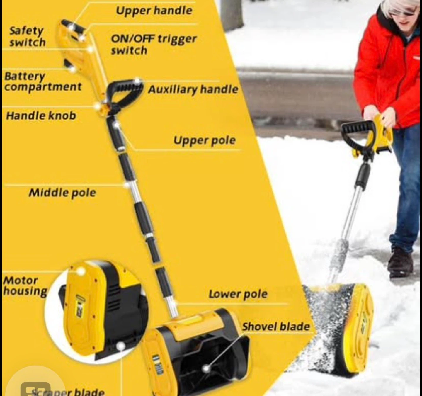 Yellow Electric Snow Shovel/Blower - photo 5