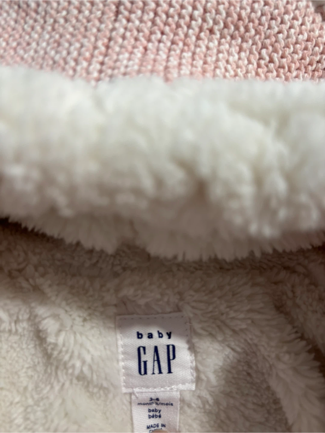 Gap Baby Brannan Bear Pink Knit Hooded Jacket with Sherpa Lining - photo 2