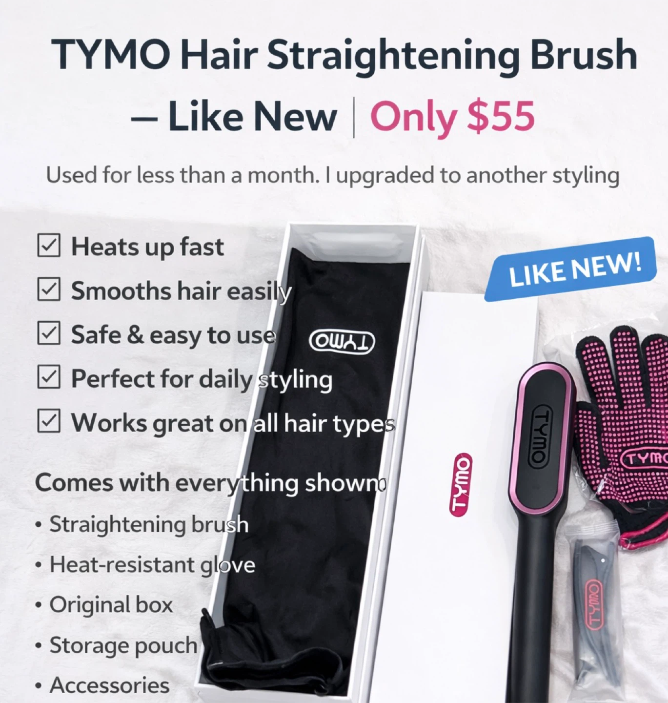 TYMO Hair Straightening Brush with Accessories - photo 3