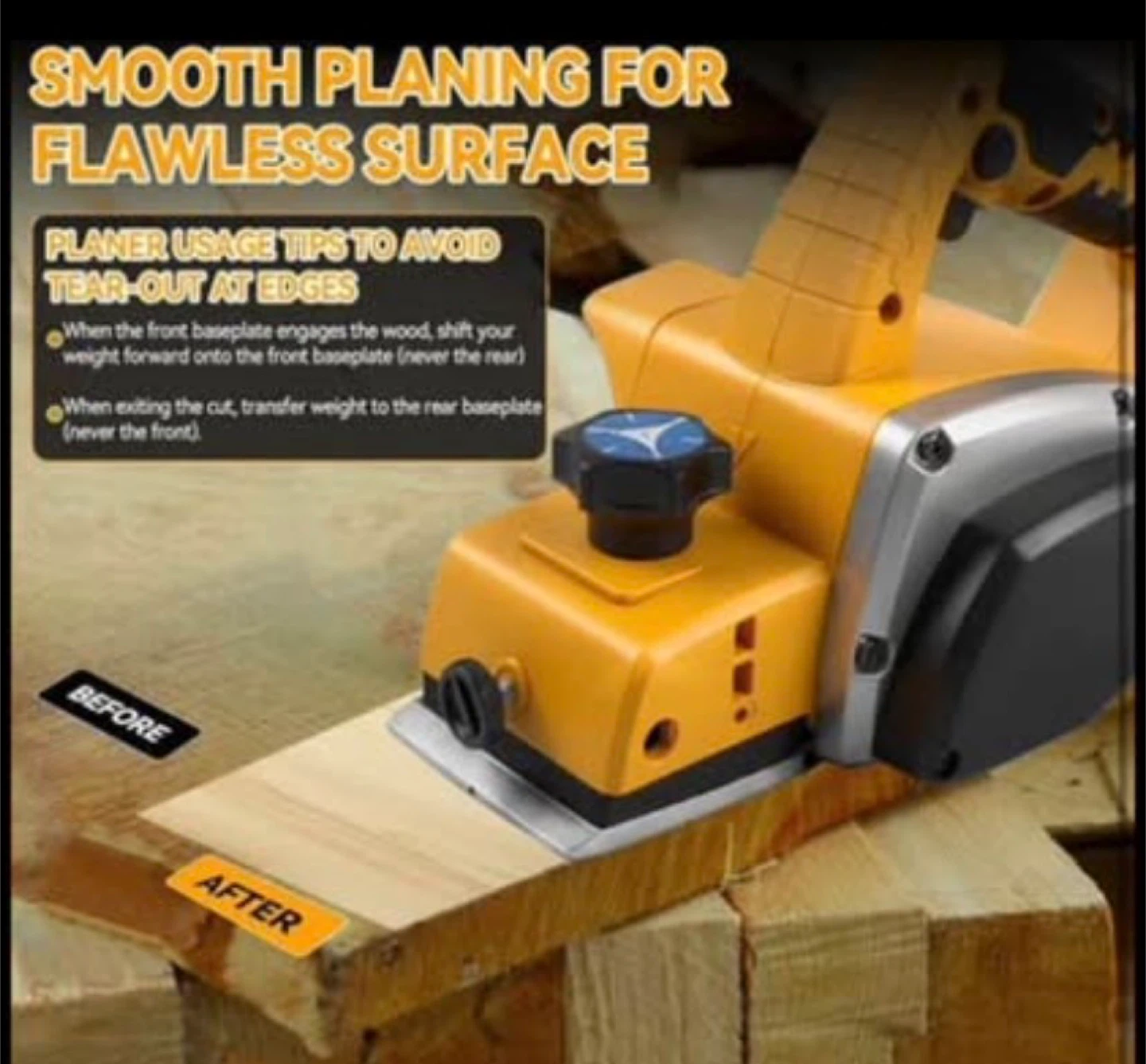 Yellow Power Planer for DeWalt 18V Battery - photo 2