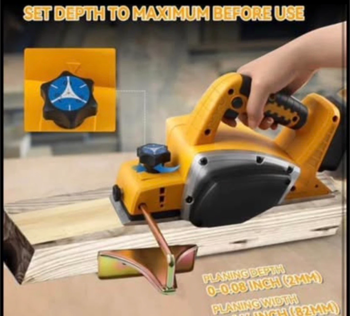 Yellow Power Planer for DeWalt 18V Battery - photo 5