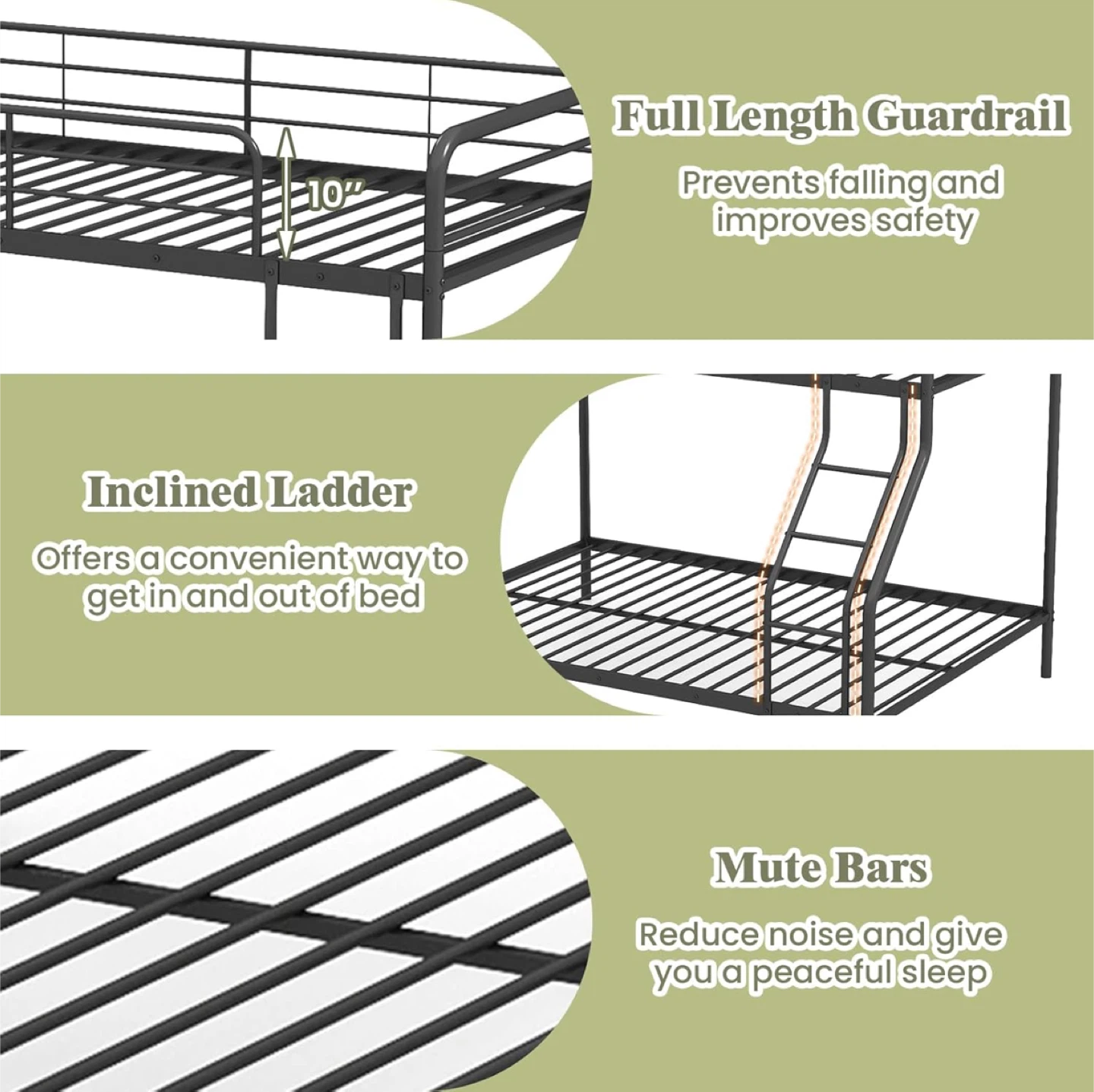 Black Metal Bunk Bed - Twin Over Full - photo 5