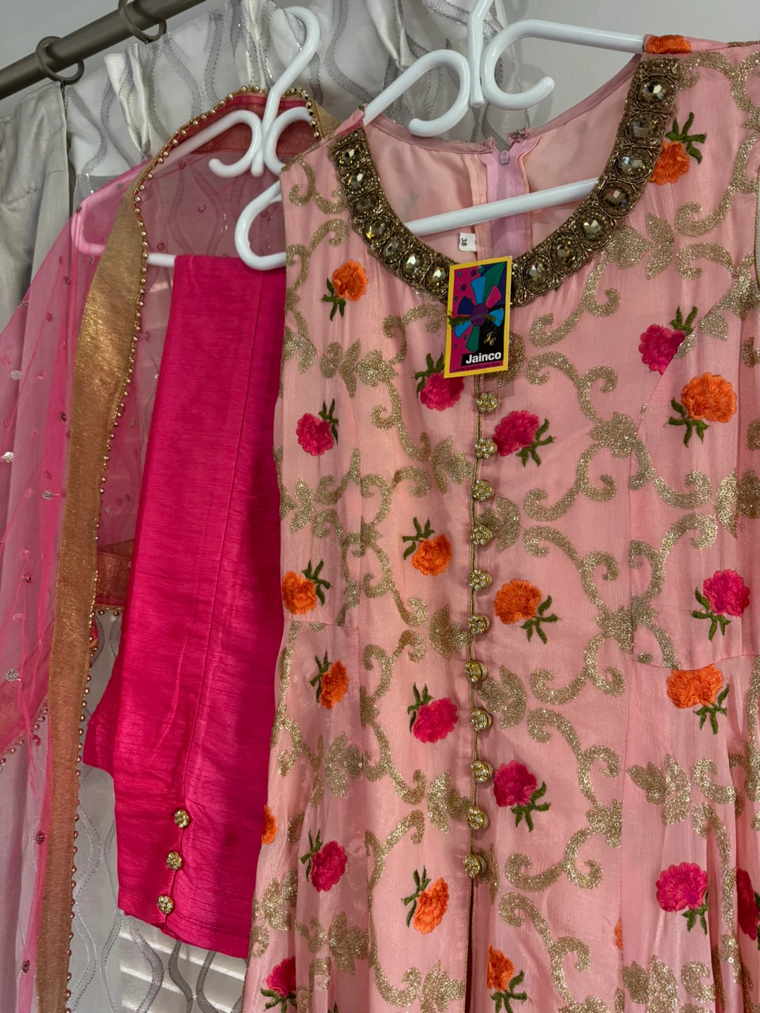 Jainco Pink Embroidered Salwar Kameez Set with Dupatta