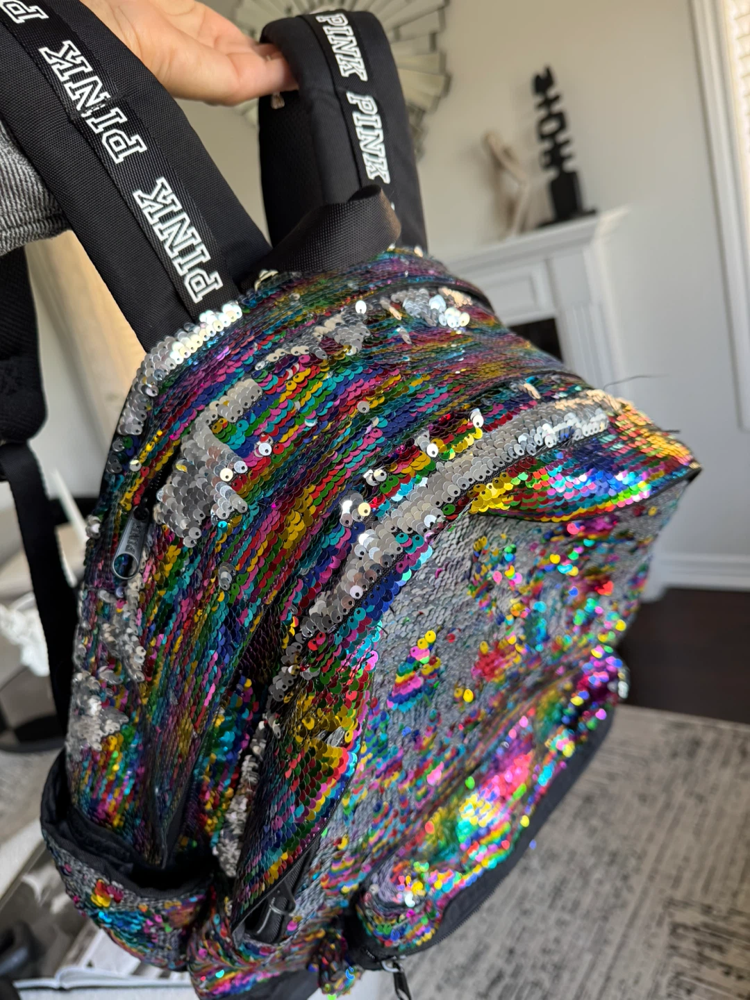 PINK Backpack Sequin Rainbow Iridescent - photo 4