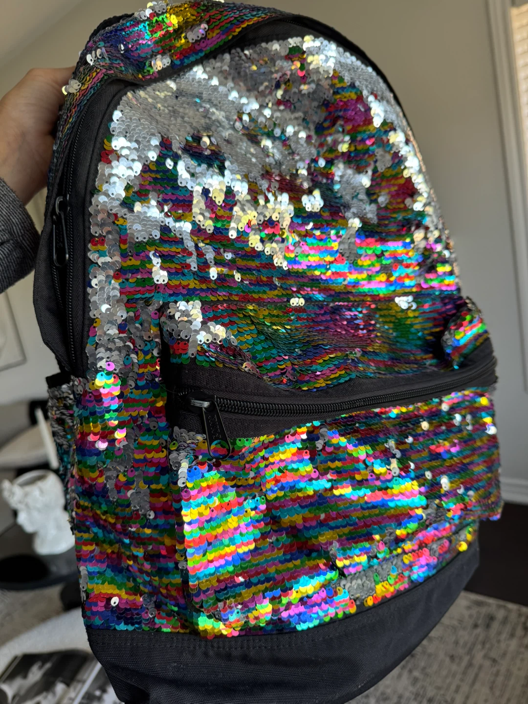 PINK Backpack Sequin Rainbow Iridescent - photo 2