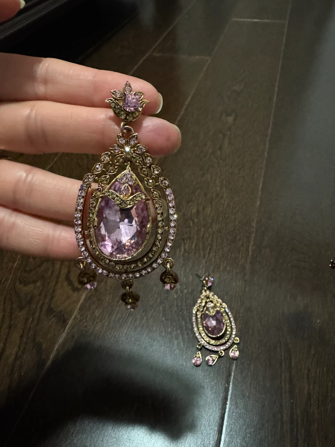 Large Pink Gemstone Drop Earrings - photo 4