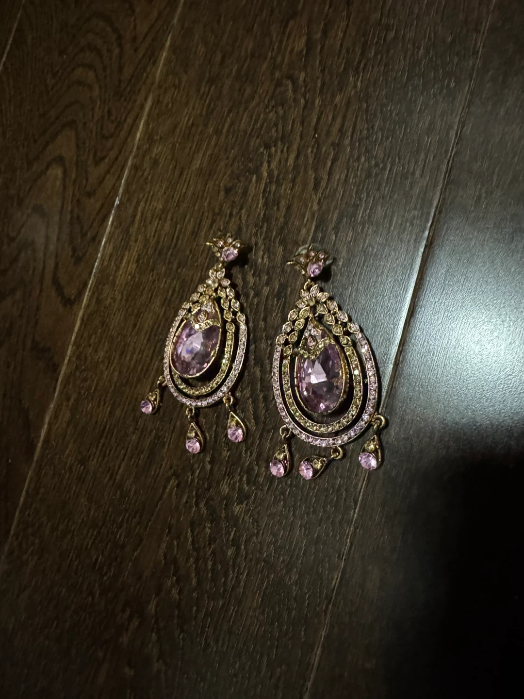 Large Pink Gemstone Drop Earrings - photo 5