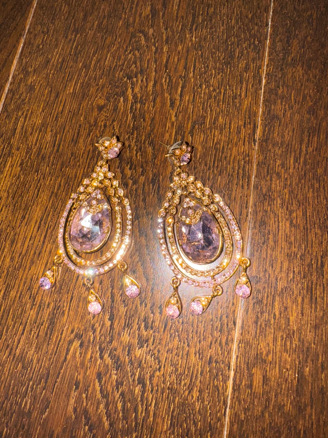 Large Pink Gemstone Drop Earrings - photo 3