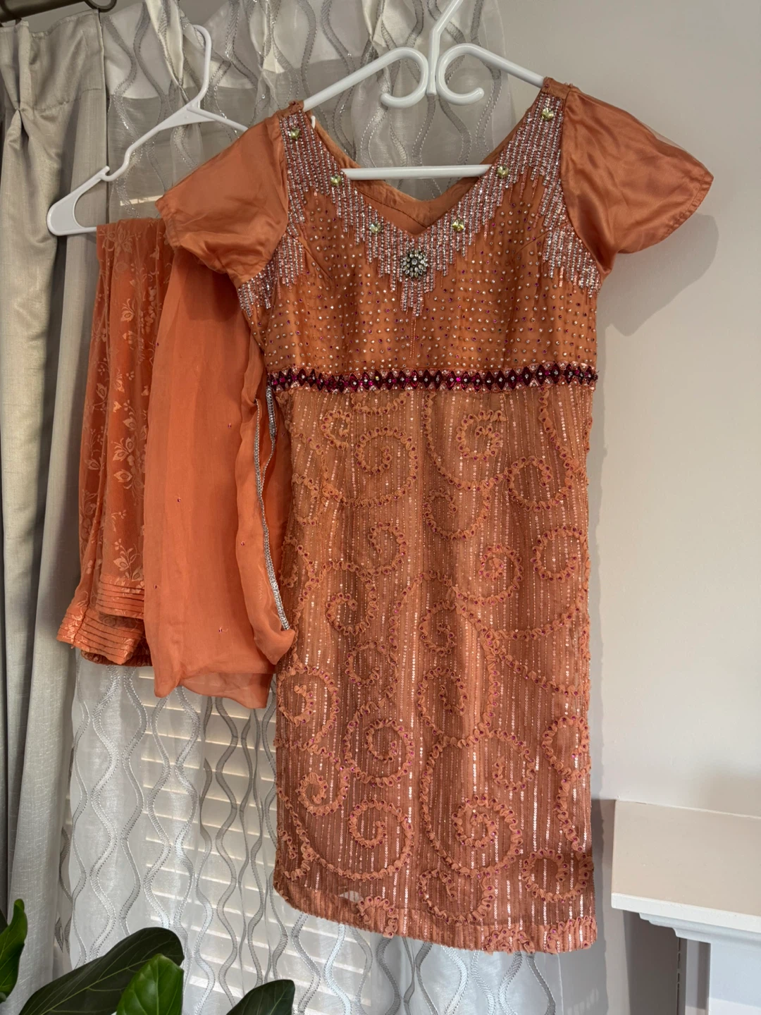 Peach three piece Sequin suit - photo 3