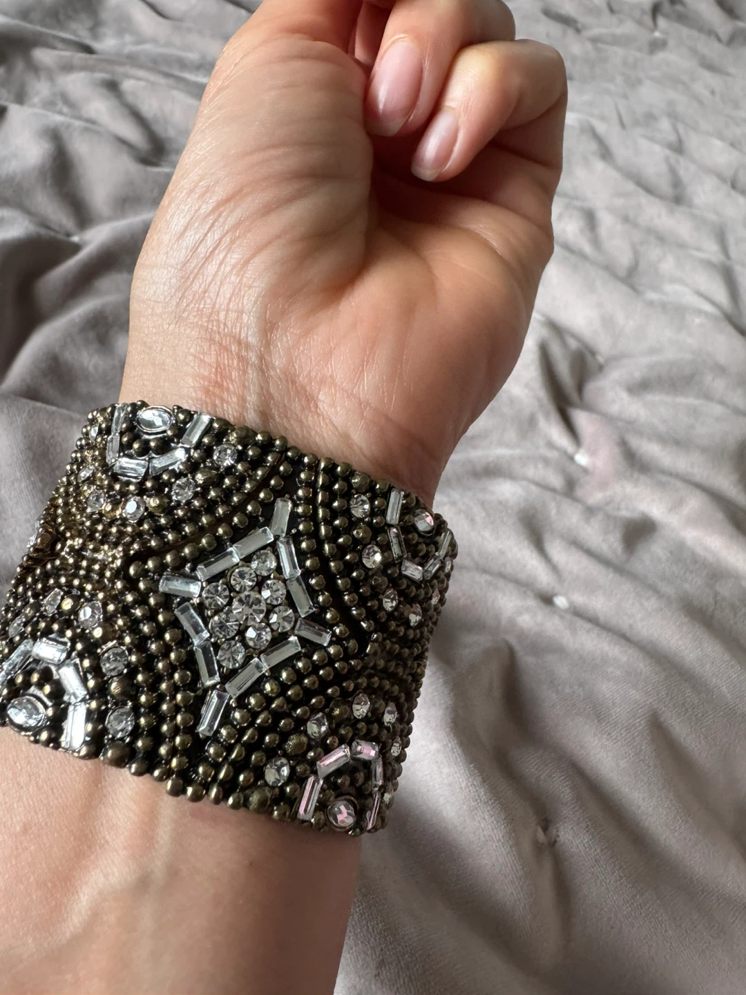 Embellished Cuff Bracelet with Rhinestones
