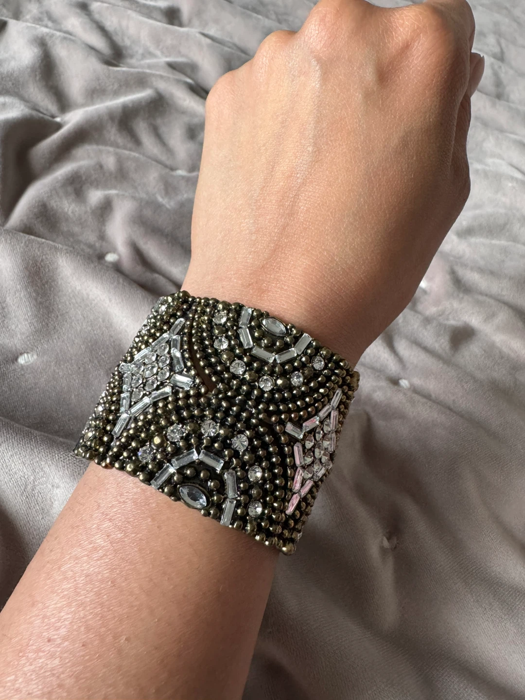 Embellished Cuff Bracelet with Rhinestones - photo 2