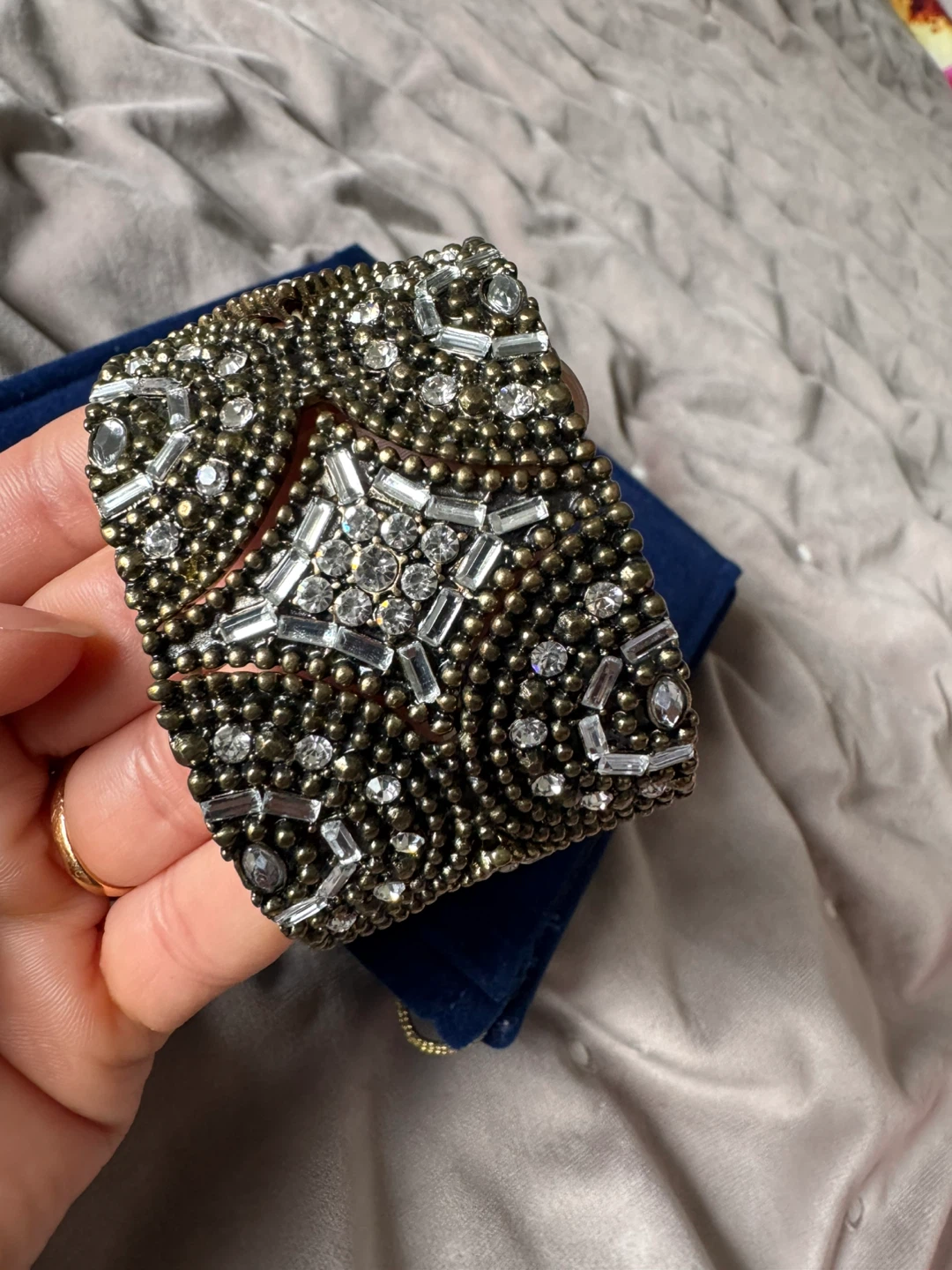 Embellished Cuff Bracelet with Rhinestones - photo 4