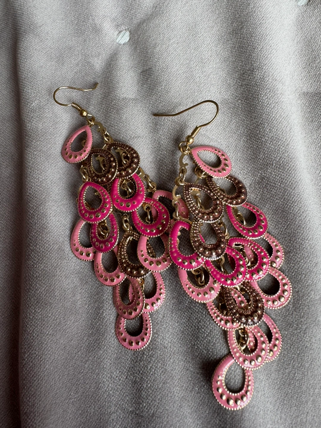 Pink and Gold Chandelier Earrings - photo 3