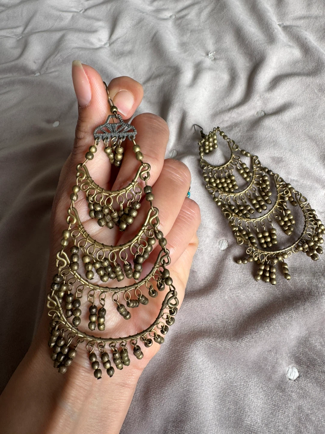 Gold Tone Tiered Chandelier Earrings - photo 2