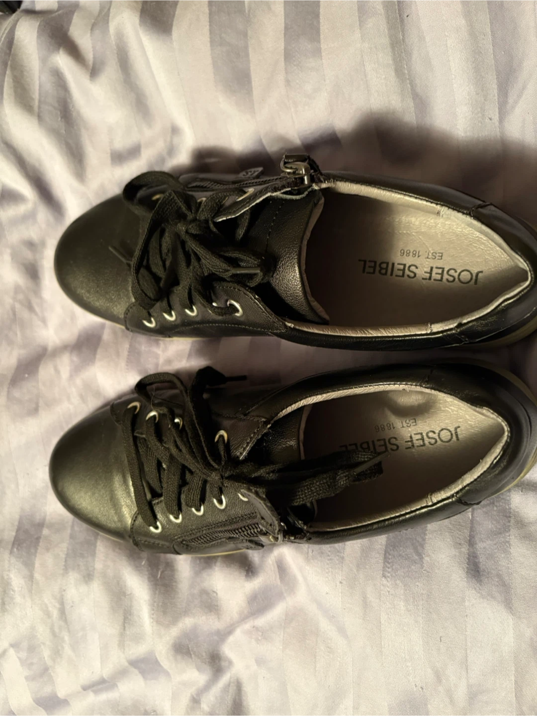 Josef Seibel Black Leather Sneakers Size 39