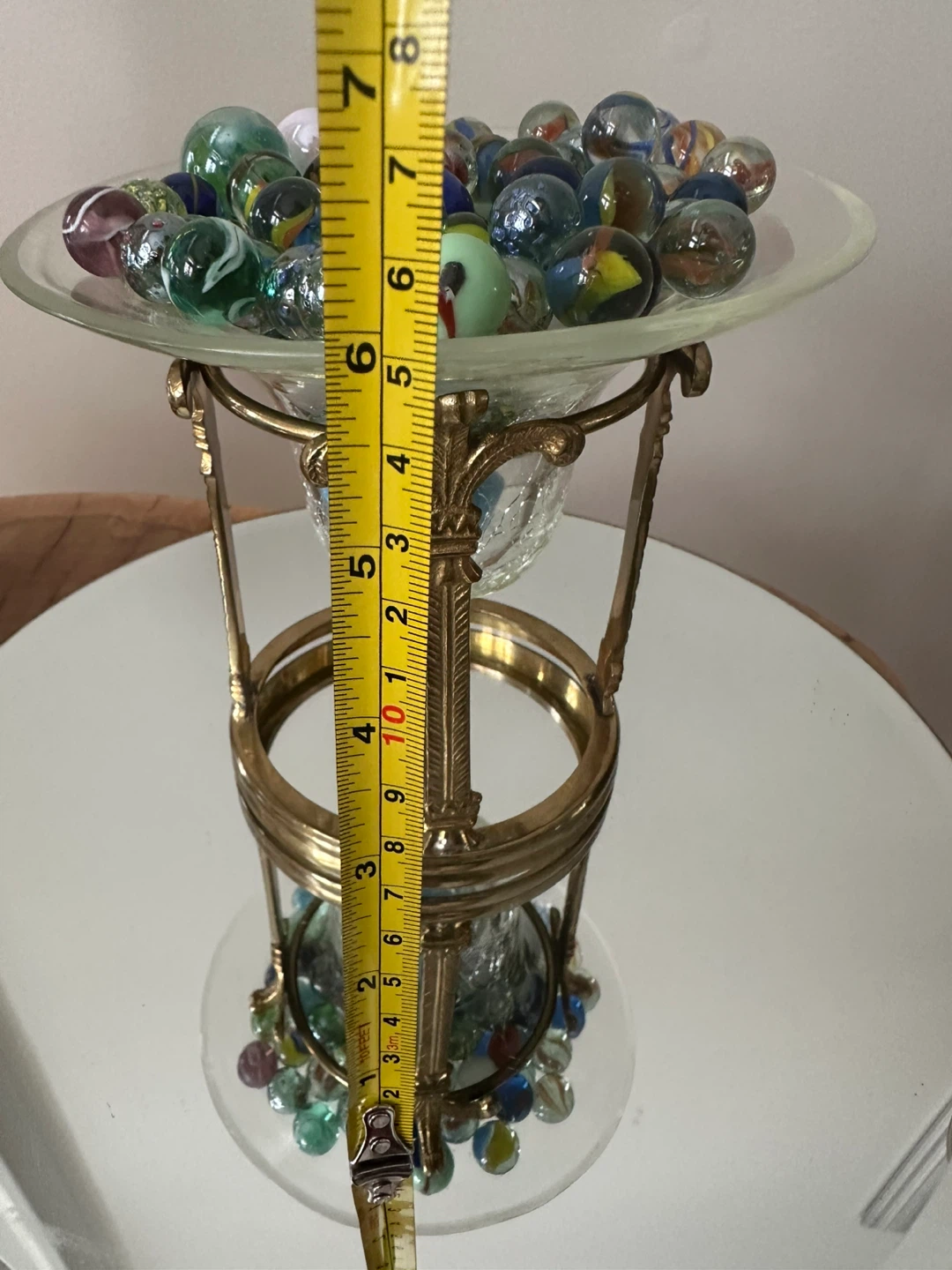 Brass & Glass Vase with Marbles - photo 2