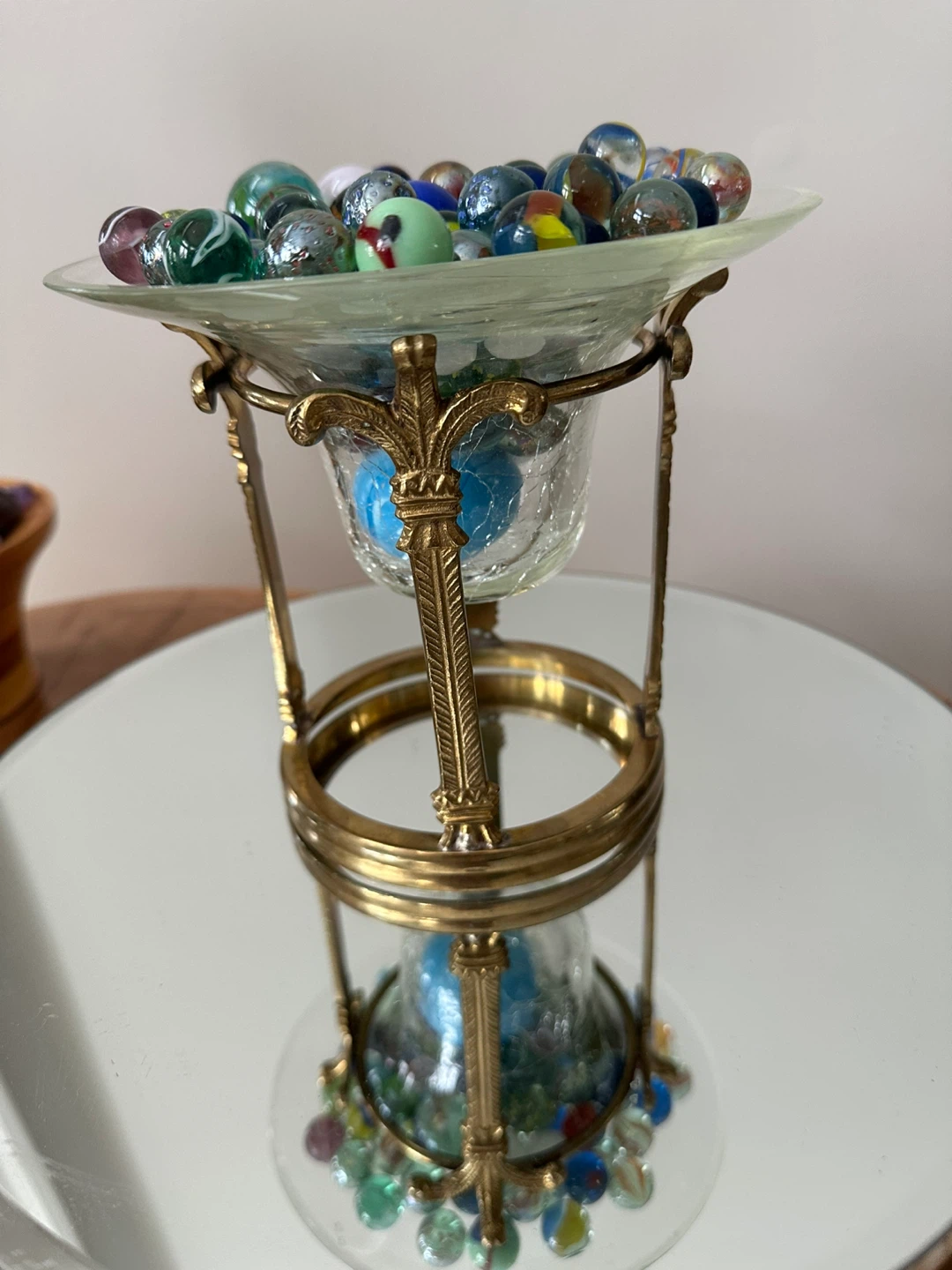 Brass & Glass Vase with Marbles - photo 3