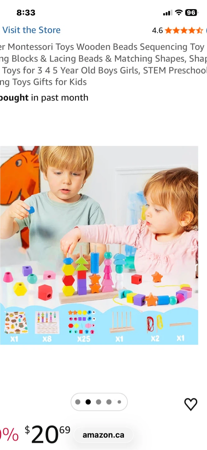 Melofaver Montessori Wooden Beads Sequencing Toy - photo 2