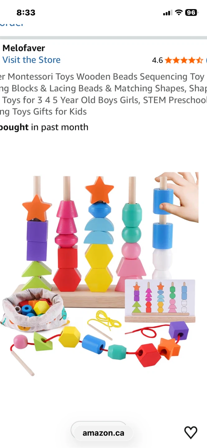 Melofaver Montessori Wooden Beads Sequencing Toy - photo 3