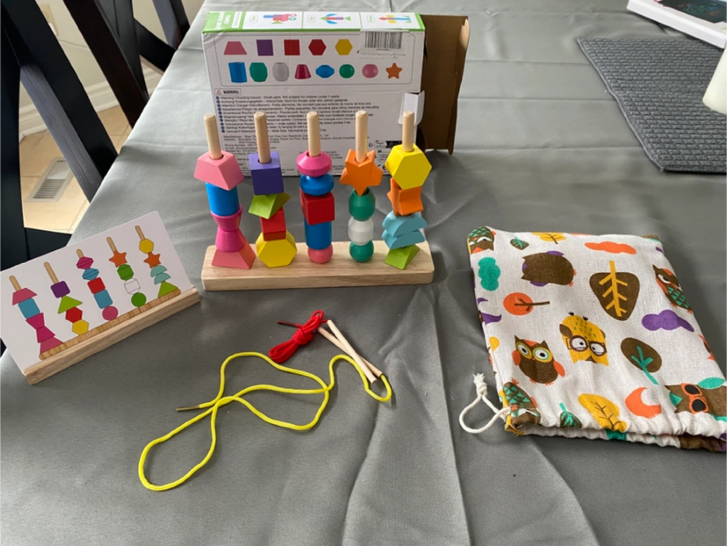 Melofaver Montessori Wooden Beads Sequencing Toy
