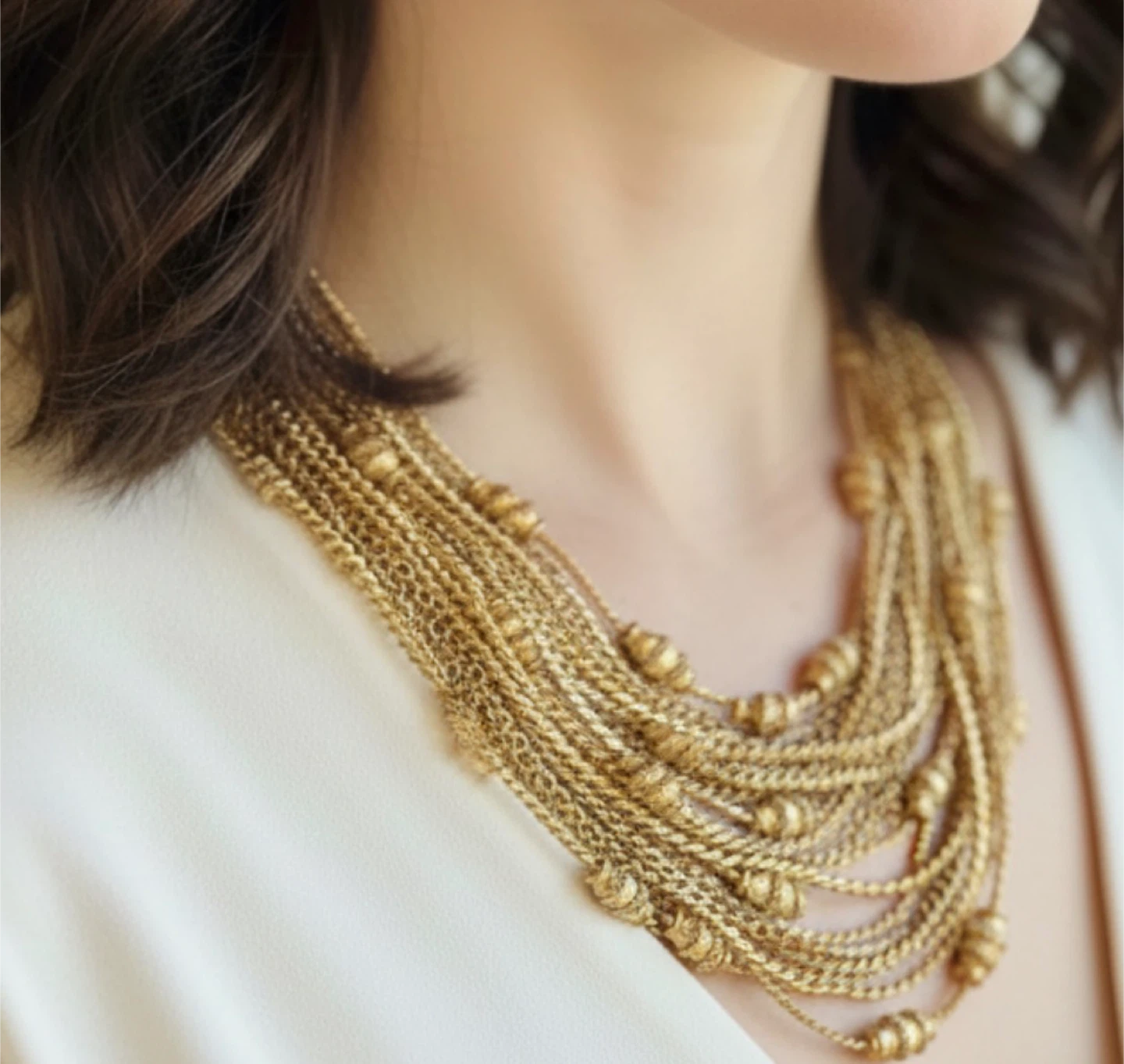 Vintage Monet Gold Tone Multi-Strand Necklace - photo 4