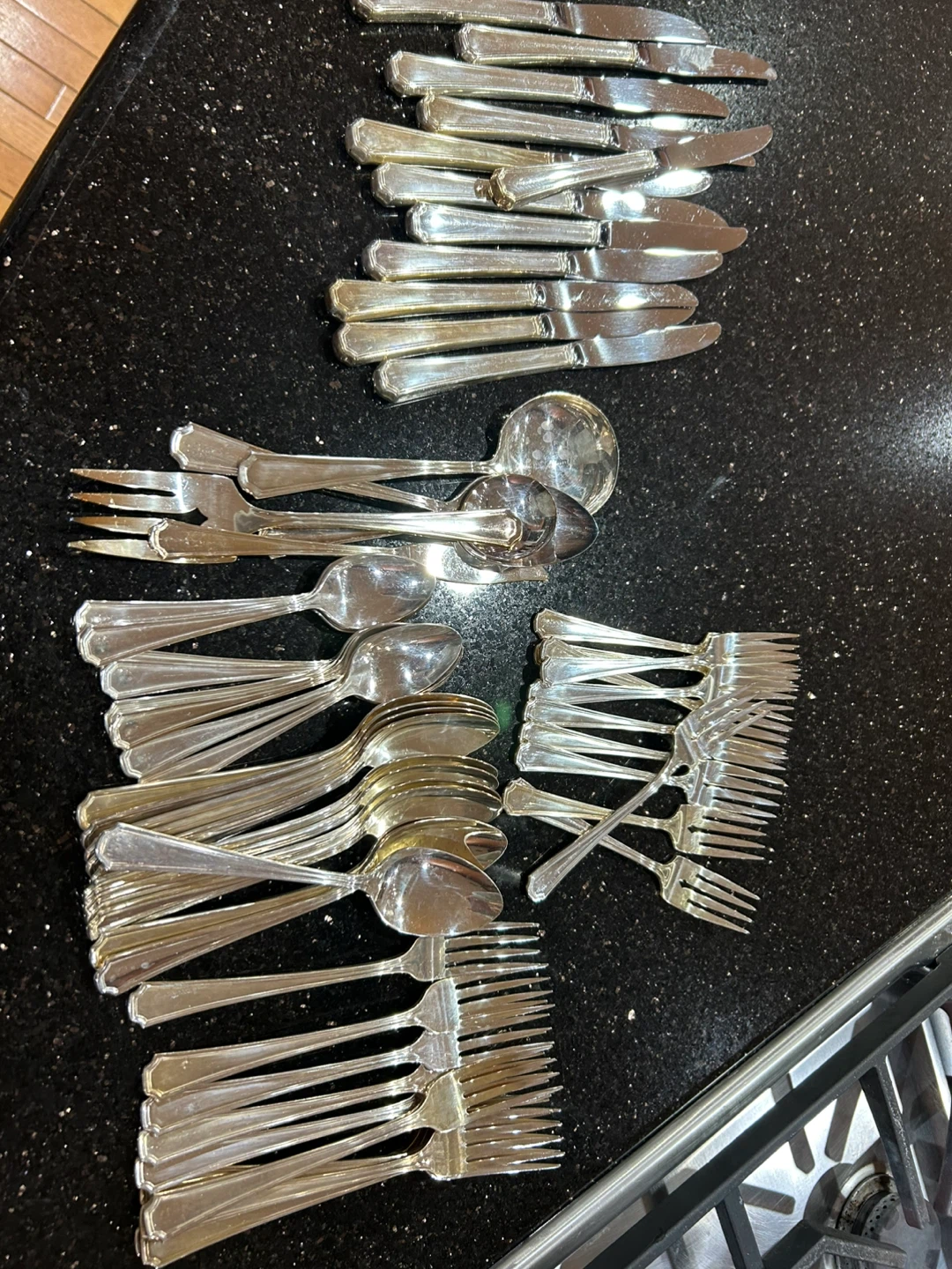 Silver Plated Cutlery Set - Knives, Forks, Spoons & Ladle