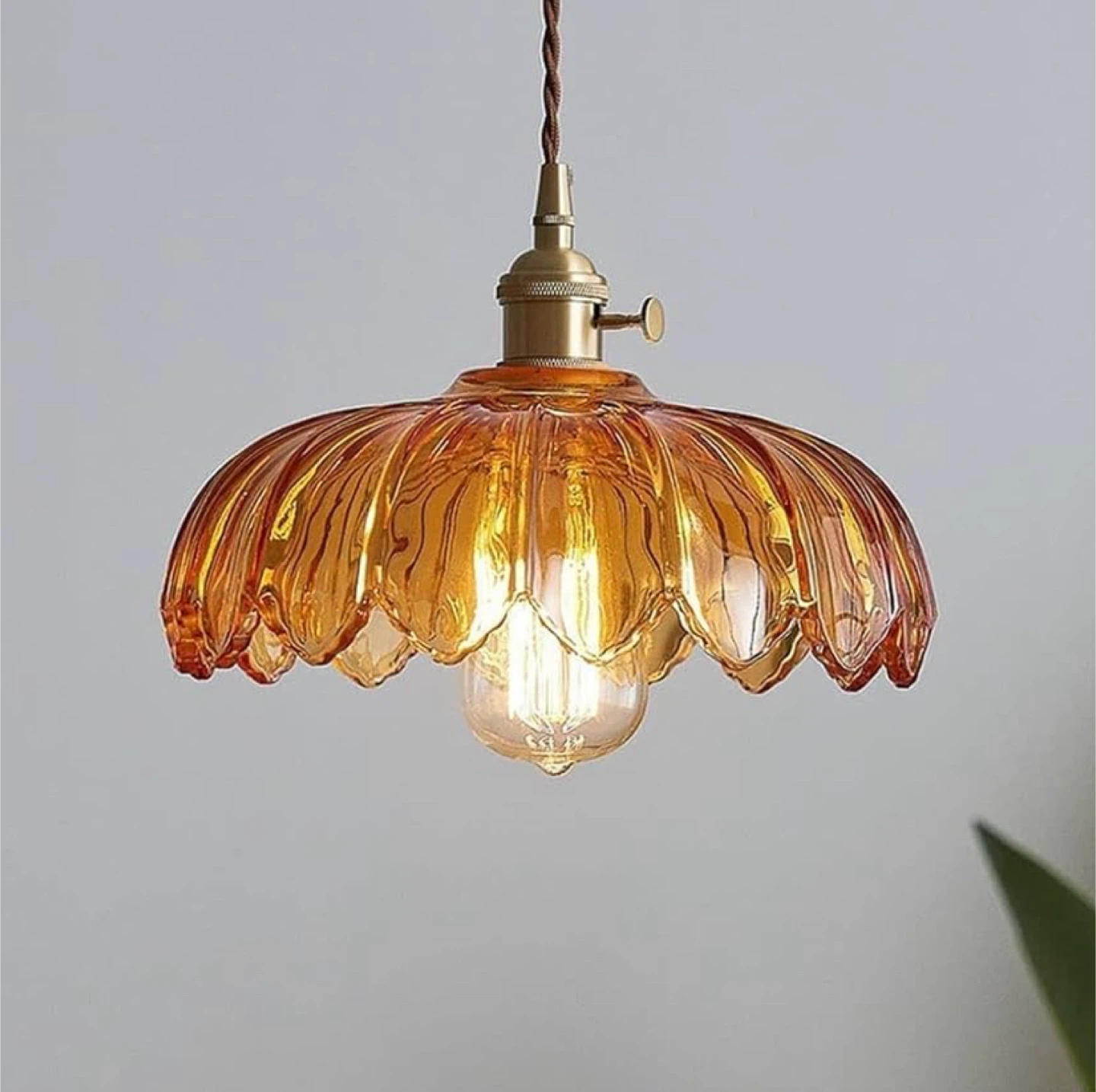 Amber Glass Pendant Light Fixture - photo 2