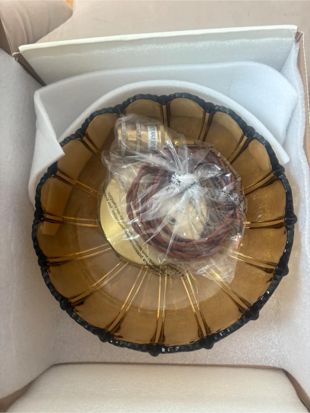 Amber Glass Pendant Light Fixture - photo 5