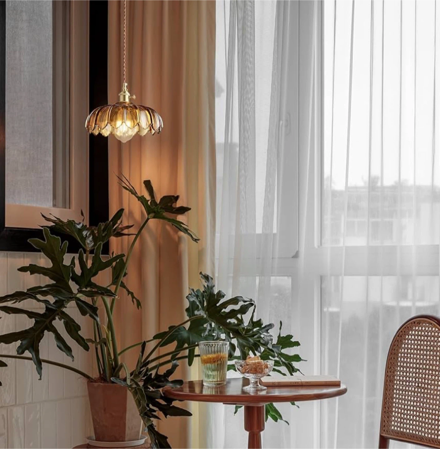 Amber Glass Pendant Light Fixture - photo 3