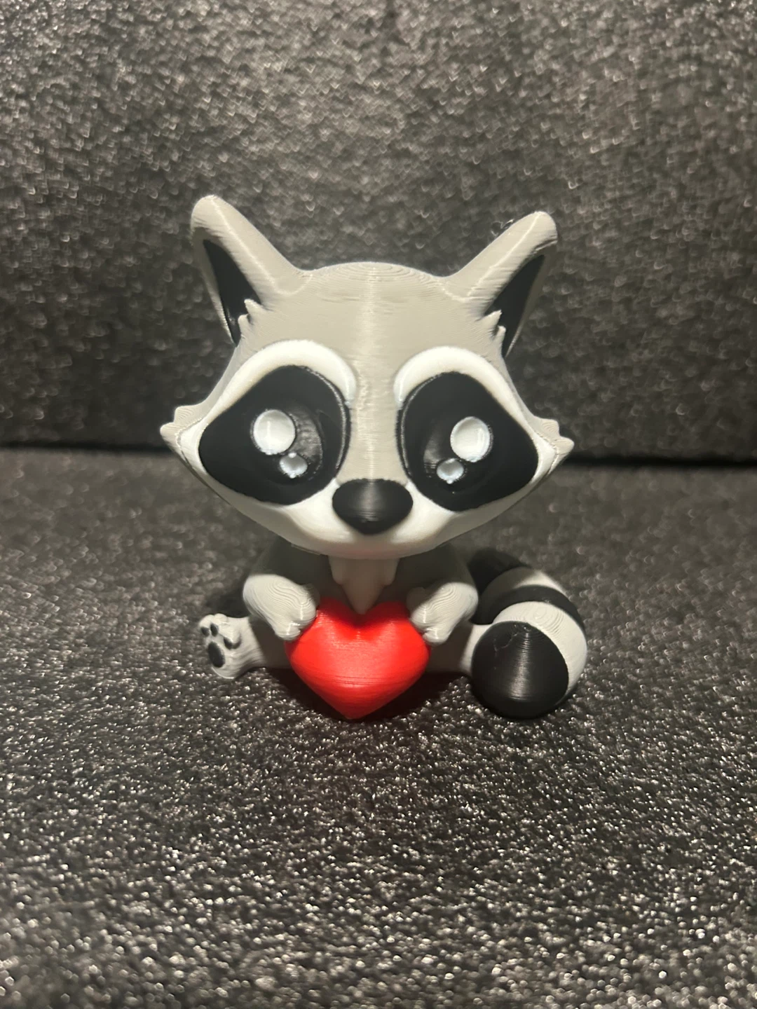 3D Printed Raccoon with Heart Figurine